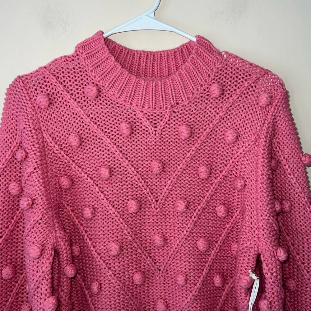 NEW Hyacinth House TUCKERNUCK Punchy Pink Pom Pom Lainey Sweater Women's Medium - Picture 6 of 10